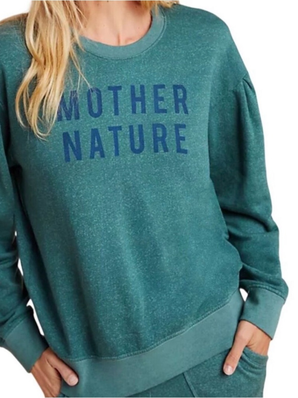 Sundry Seafoam Terry Crewneck Pullover